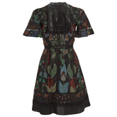 Valentino Black Watersong Print Silk & Lace Dress
